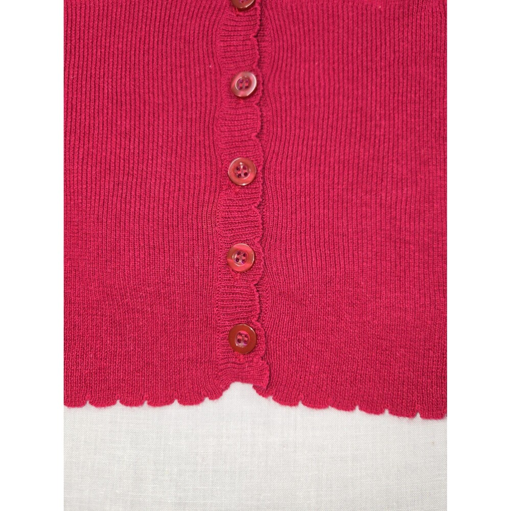 Vintage Faded Glory Y2K Cardigan Sweater Womens XL Lightweight Cranberry Button - Picture 4 of 11